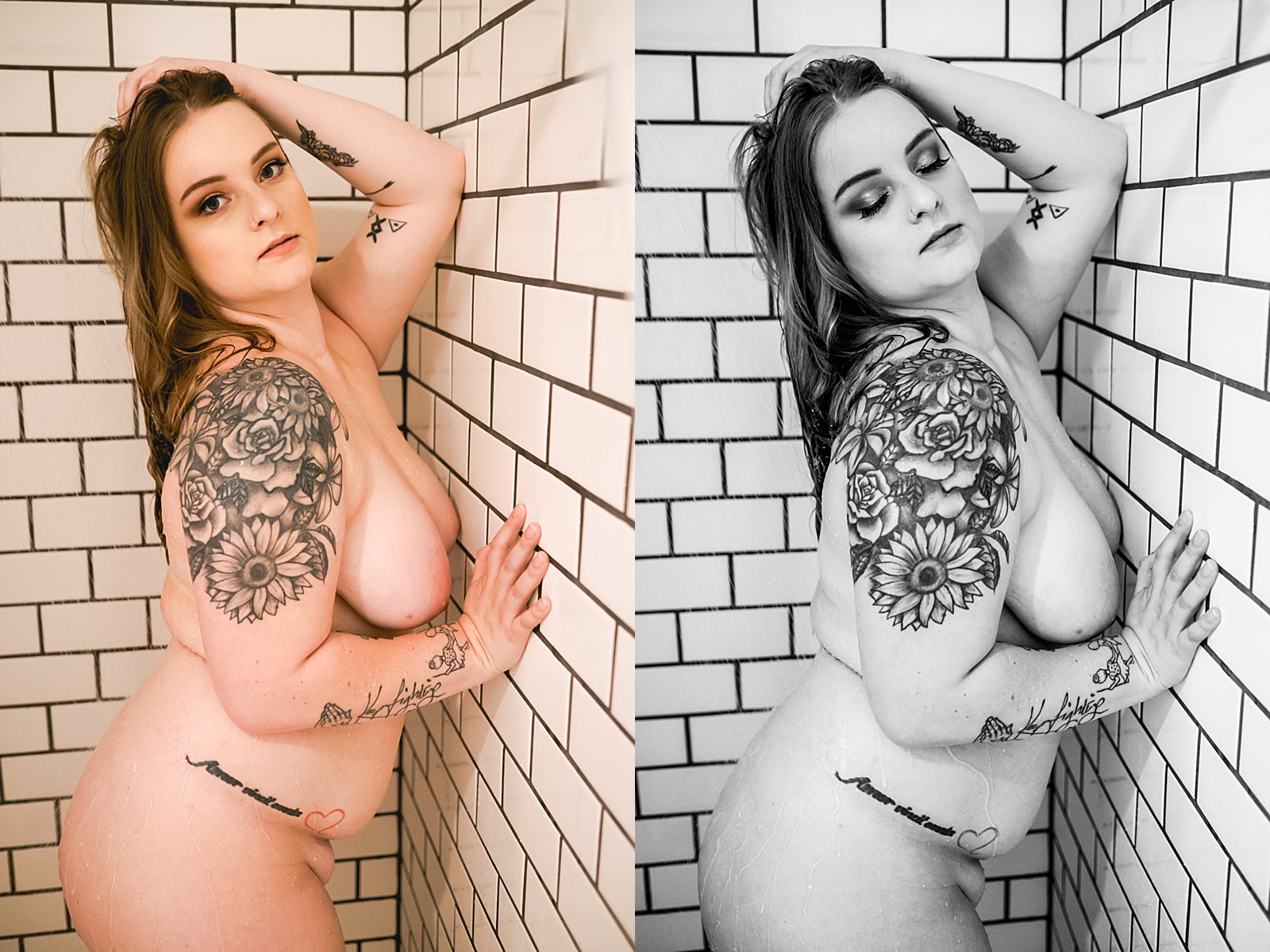 Fully nude mini shower sessions for boudoir photography in Kansas City