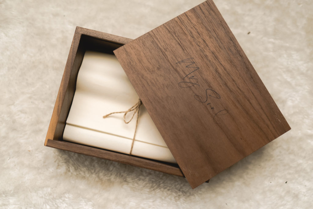 boudoir pictures in wood box anniversary gift