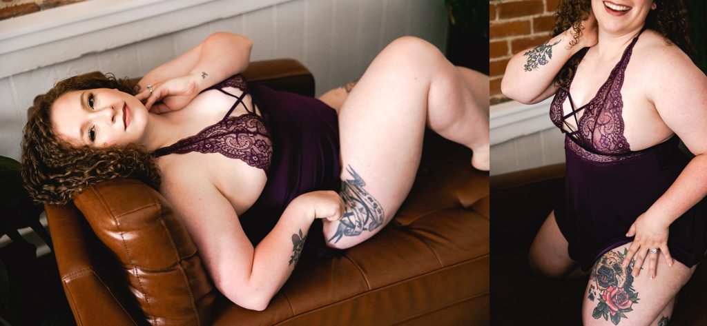 intimate photographer boudoir photos on couch