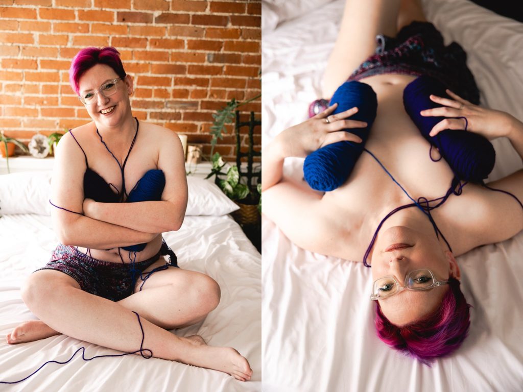 body positive boudoir ideas with yarn